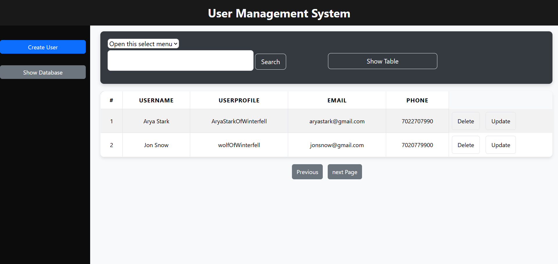 User Management App Screenshot